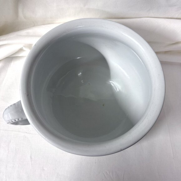 Antique J & G Meakin Ironstone Chamber Pot White Embossed Floral England 1800s - Picture 5 of 12